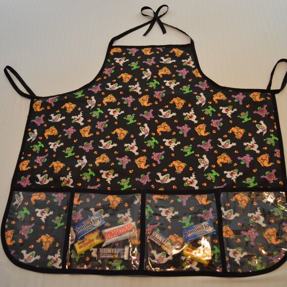 Halloween aprons. (2 ). Choose by color.  Hand made, handy pockets in front. - Picture 2 of 2